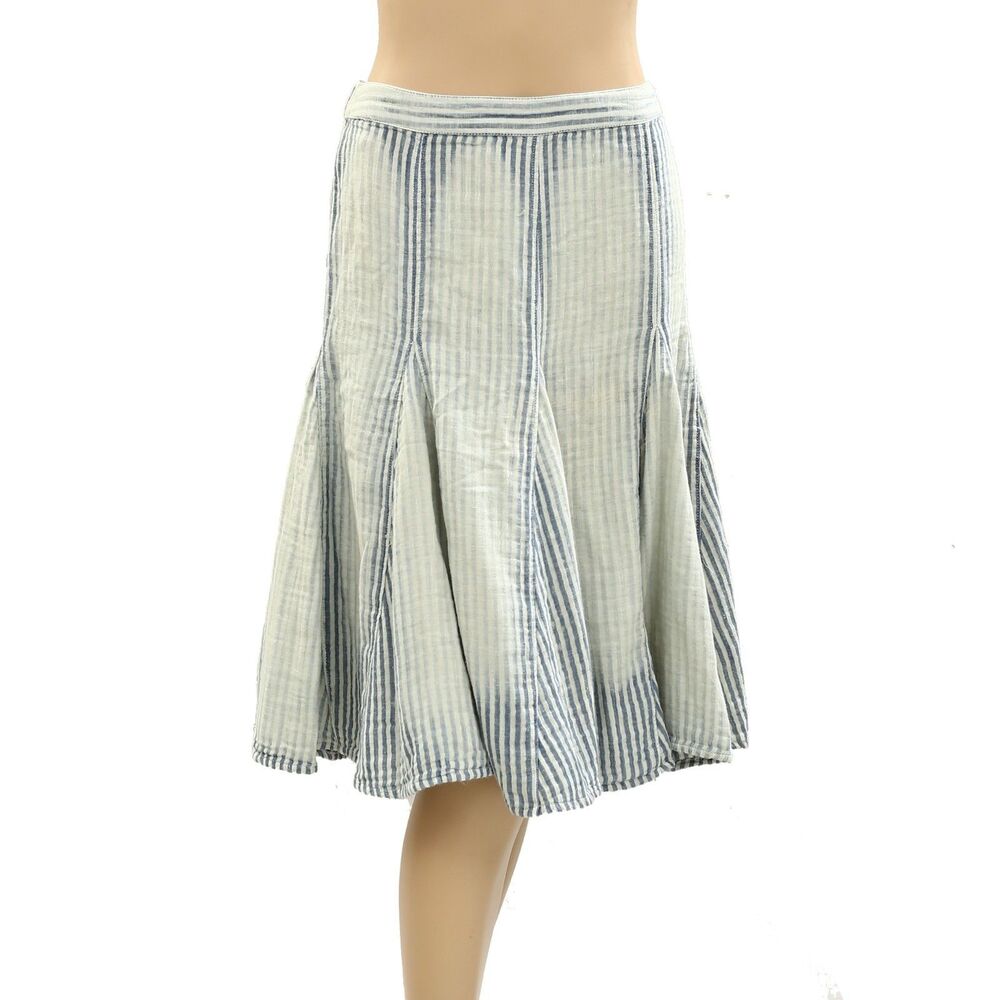 Free People Candace Midi Skirt Striped Print Pull On Minimal Design XS 285643